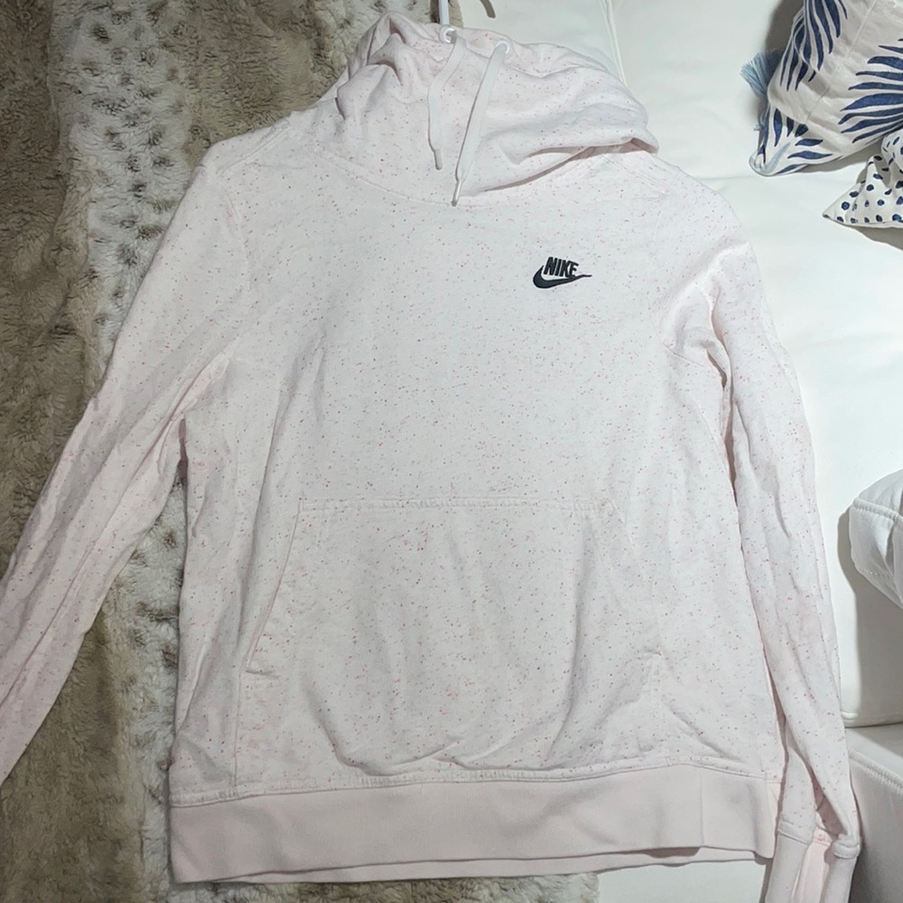Nike Pink Speckled Cowl Neck Drawstring Pullover
